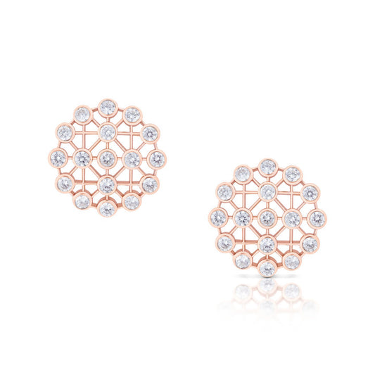 Romi Rose Gold Net Stud Earrings