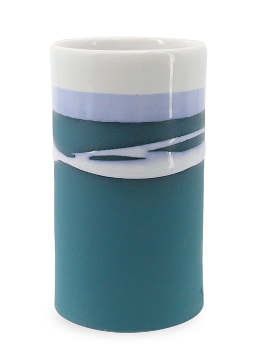 Paul Maloney Pottery Teal Stem Vase