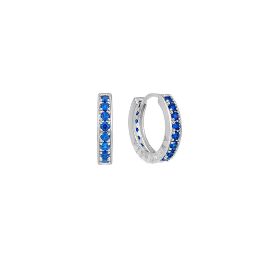 Halo Night Blue Enamel Hoop Earring Silver