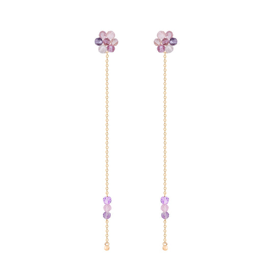 Bougie Beads Violet Chain Earrings