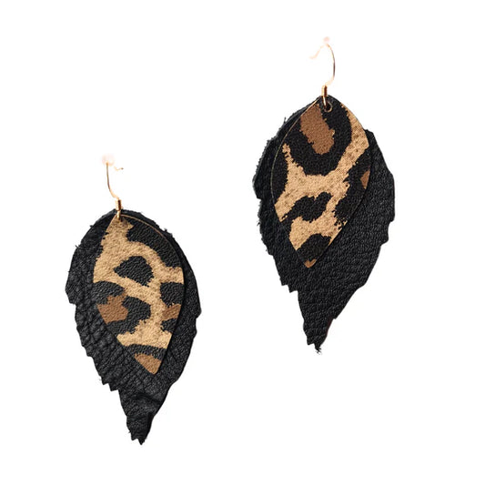 Siobhan Daly Designs - Double Black & Leopard Duilleog Earrings