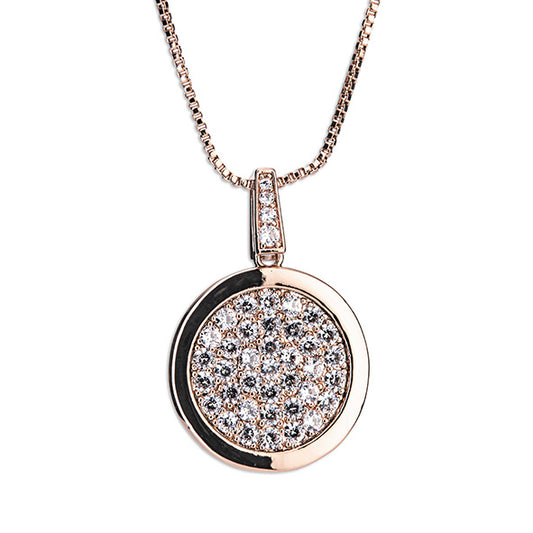 ROSE GOLD DIAMANTE ROUND PENDANT