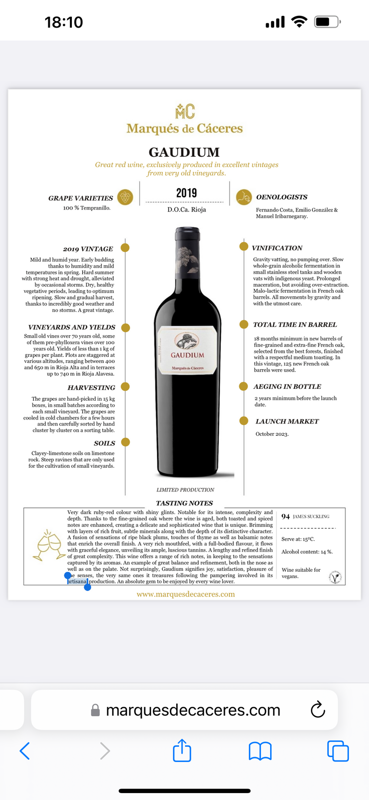 Gaudium Marqués De Cáceres