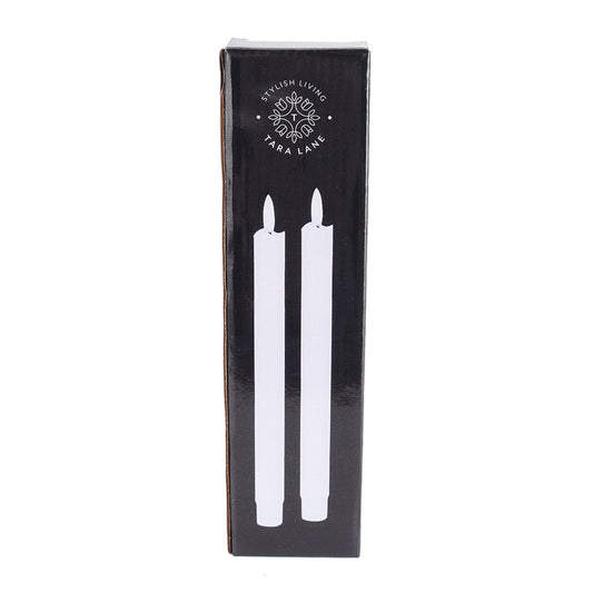 3D Flame LED Taper Candle Set, Ivory, 25cm