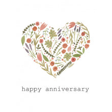 Happy Anniversary Card - Floral Heart