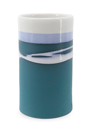 Paul Maloney Pottery Teal Stem Vase