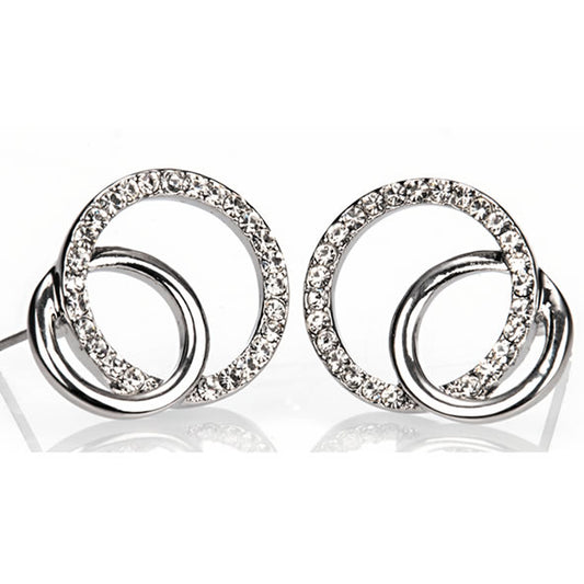 Silver Diamante Loop Earrings