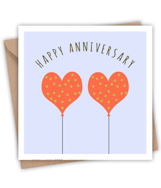 Happy Anniversary Card - Polka Dot Hearts