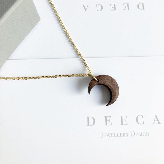 Deeca Crescent Moon Necklace Walnut