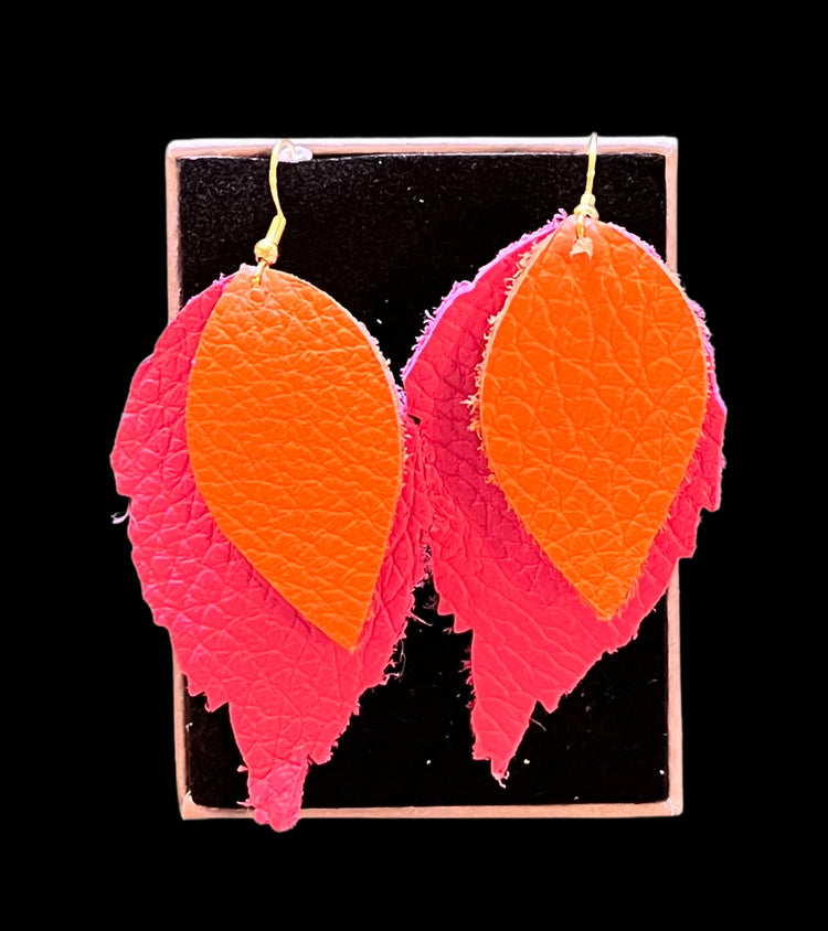Siobhan Daly Designs - Double Pink & Orange Duilleog Earrings