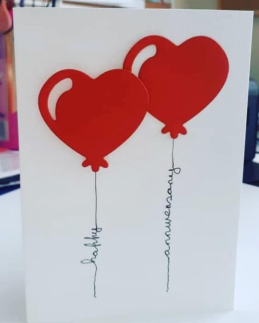 Happy Anniversary Card - Heart Balloons