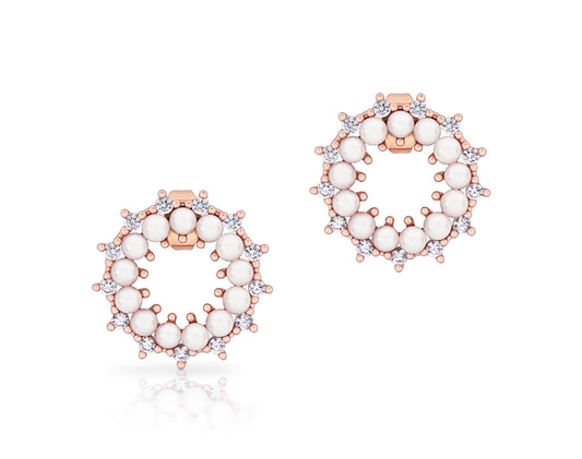Romi Rose Gold Pearl Circle Inset Earrings