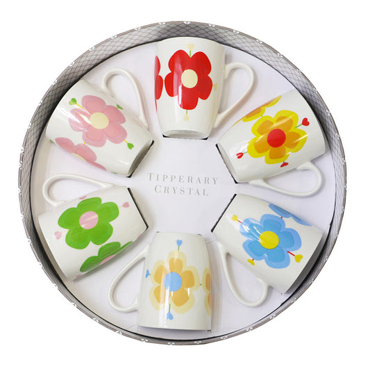 Heart Flower Set 6 Mugs
