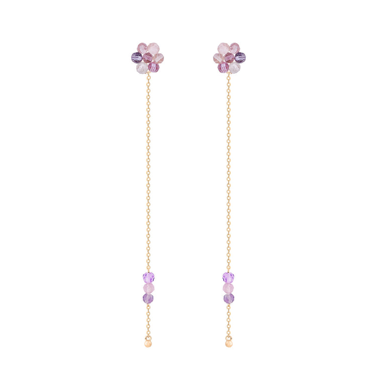 Bougie Beads Violet Chain Earrings
