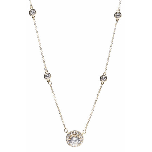 Gold Circular Round Cut Diamond Pendant
