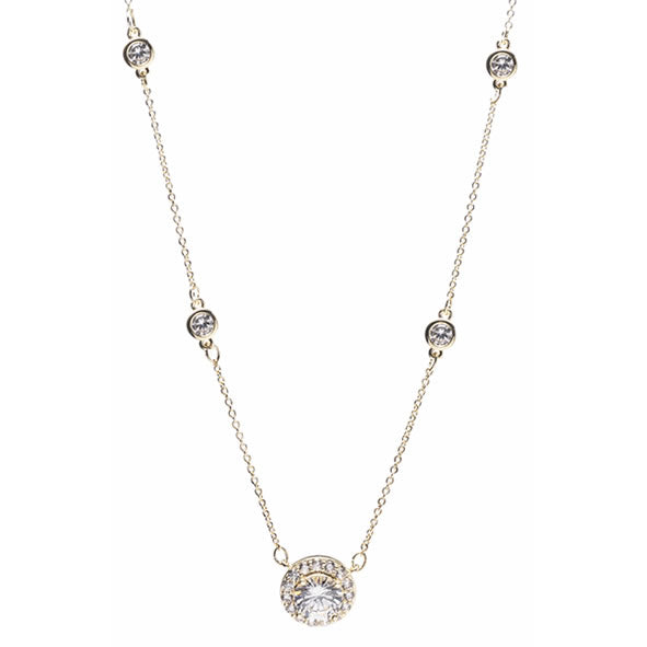 Gold Circular Round Cut Diamond Pendant
