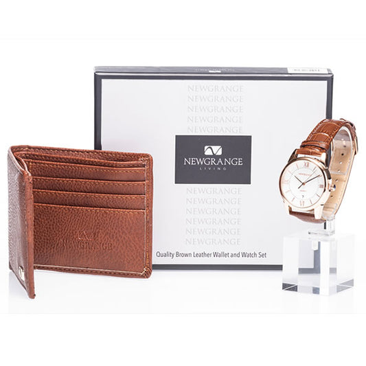 MENS WATCH & WALLET, BROWN