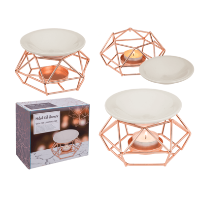 Ceramic bowl on rose frame with tea light