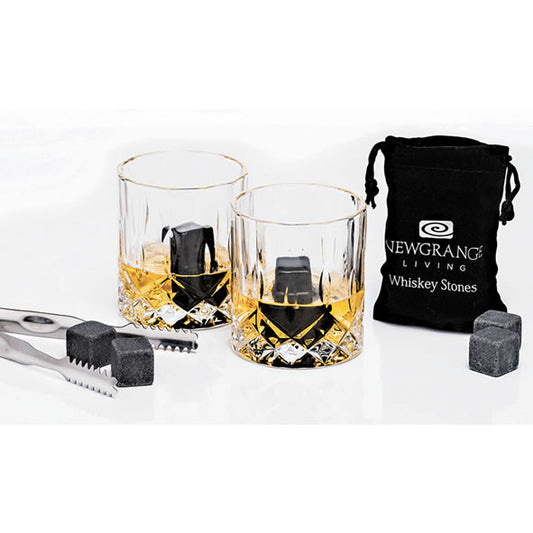 Whiskey Glass, Stones & Tongs Set