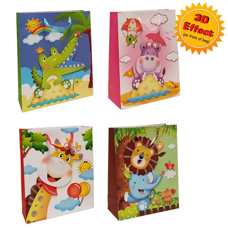 Assorted large animals with 3D effect gift bag