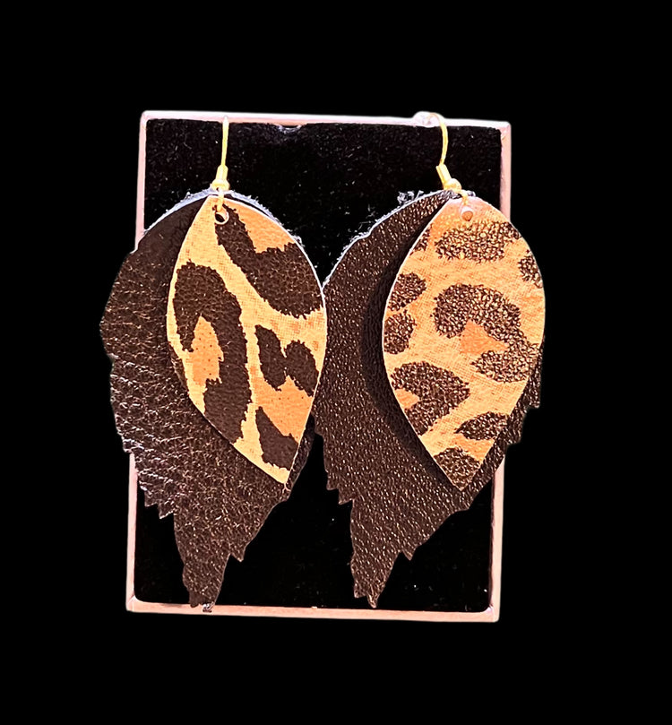 Siobhan Daly Designs - Double Black & Leopard Duilleog Earrings