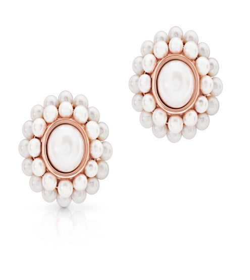 Romi Rose Gold Pearl Cluster Earrings