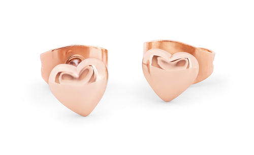 Heart 8mm Stud Earrings - Rose Gold