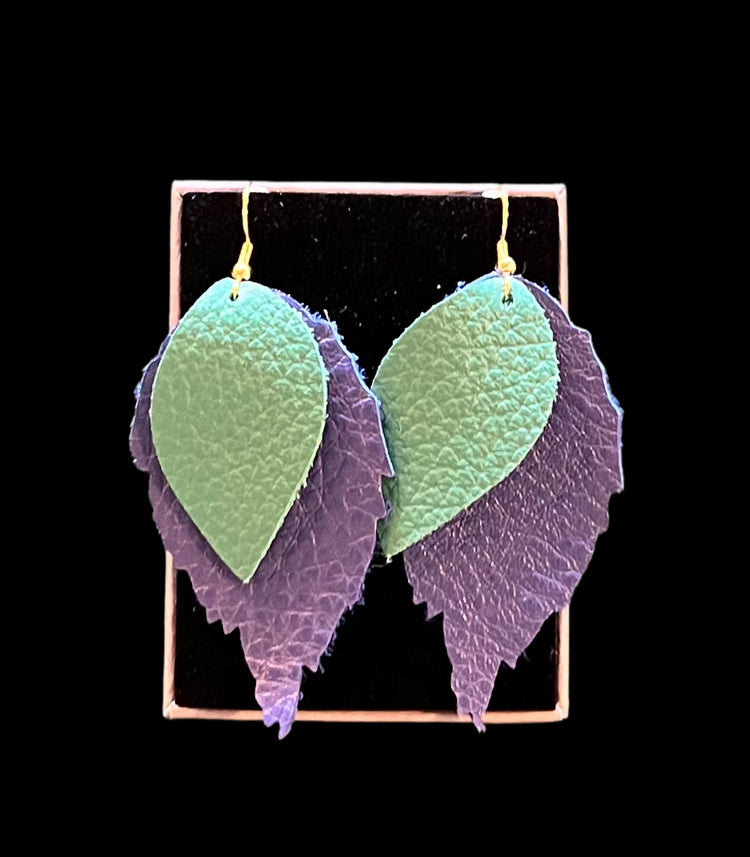 Siobhan Daly Designs - Double Blue & Green  Duilleog Earrings
