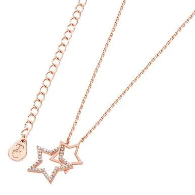 Double Floating pave star necklace rose